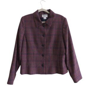 VINTAGE PENDLETON 100% Wool Plaid Blazer in Purple Academia Preppy - Size US 12